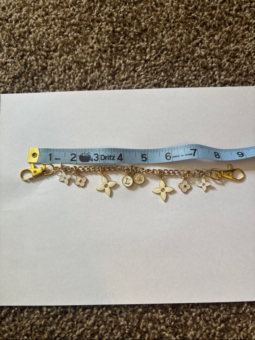 Gold-Tone Floral Purse Charm Chain Bracelet Clip-On - Picture 3 of 3